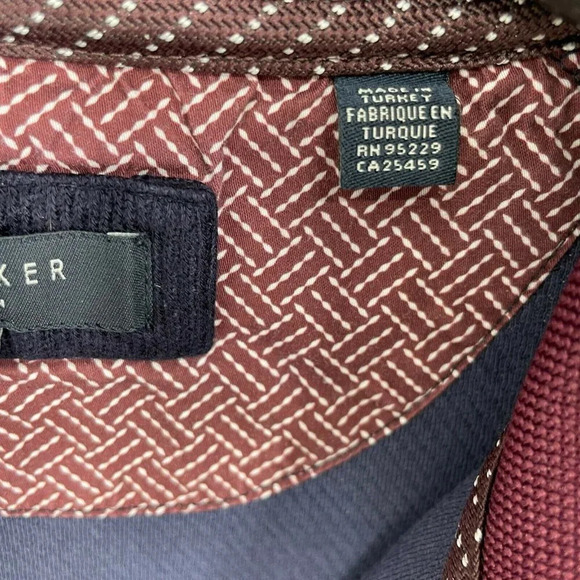 Ted Baker Sweater Mens Sz 3 Navy Blue Knit Quarter Zip Mock Neck Pocket Pullover - Picture 9 of 10